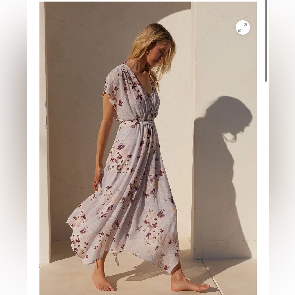 Love stitch Floral chiffon Maxi Dress